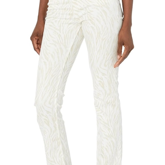 Hudson Jeans Denim - Hudson Distorted Zebra Holly Jeans Straight Leg Stretch Cream Tan Hi Rise Sz 28